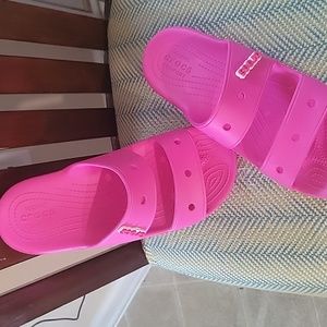 Pink croccs. Slides sandals